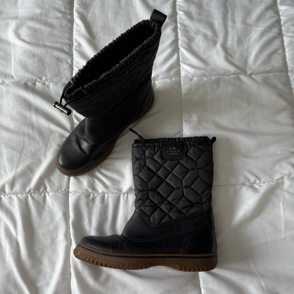 Coach Sparrow Black Quilted Nylon Winter Boots - Picture 2 of 6